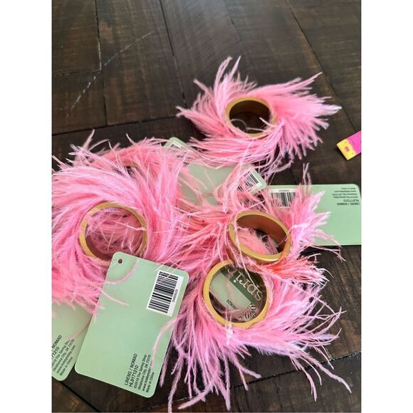Pink and Gold Flamingo Set of 6 Party Napkin Rings - Picture 1 of 2